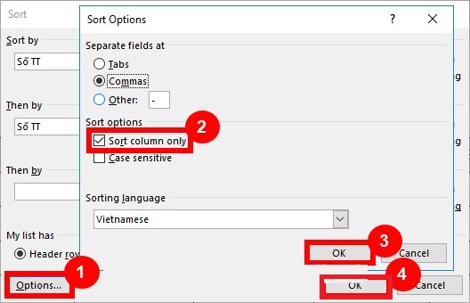 Sort names alphabetically in Word Picture 9