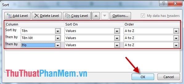 Sort the database in Excel Picture 14