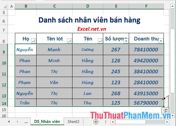 Sort the database in Excel Picture 15