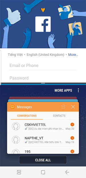 Split screen uses 2 applications on Galaxy S8 / S8 Plus Picture 2