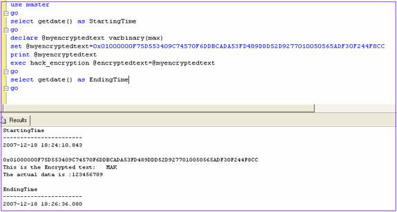 SQL Server 2005 - Hack encrypted data by password Picture 1