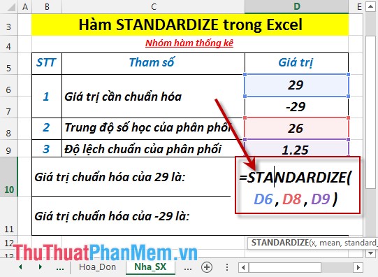 STANDARDIZE function - The function returns the normalized value from a specific distribution in Excel Picture 3