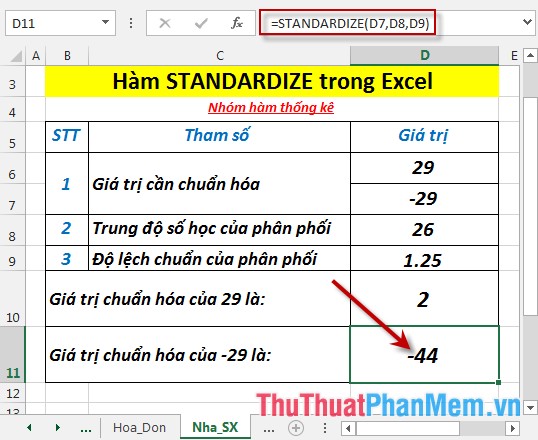 STANDARDIZE function - The function returns the normalized value from a specific distribution in Excel Picture 5