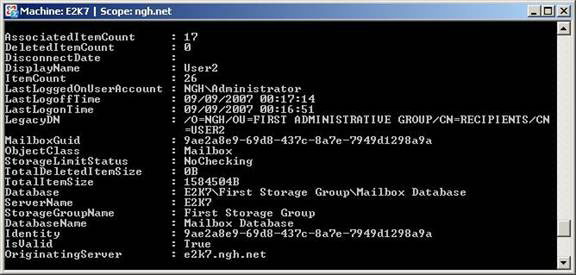 Statistics mailbox in Exchange 2007 Picture 2