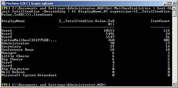 Statistics mailbox in Exchange 2007 Picture 5