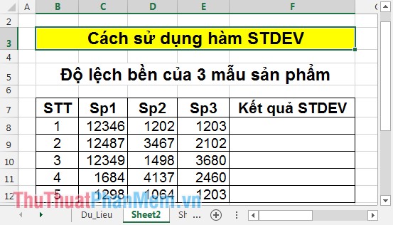 STDEV function - The function of estimating standard deviations based on a sample in Excel Picture 2