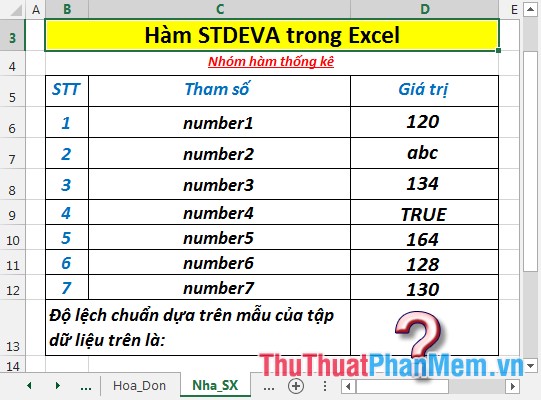 STDEVA function - The function of estimating standard deviations based ...