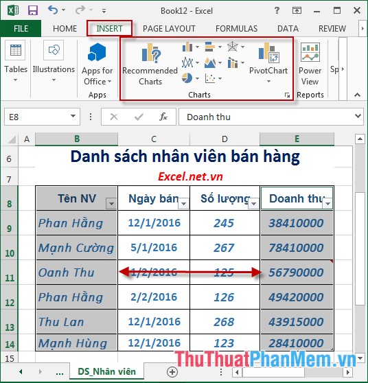 Steps to create graphs (charts) in Excel Picture 2