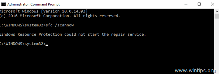 Steps to fix errors: 'Windows Protection Resource cannot start the repair service' Picture 1