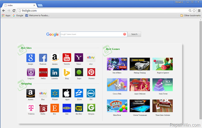 Steps to remove malware 9o0gle. com Picture 1