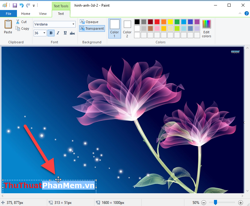 Stitch text into photos with Paint available on Windows Picture 8