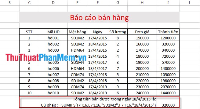Sumif and Sumifs functions in Excel Picture 2