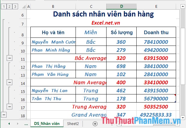 Summary of data in groups in Excel Picture 5