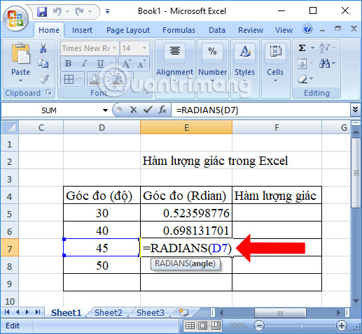 summary-of-trigonometric-functions-in-excel