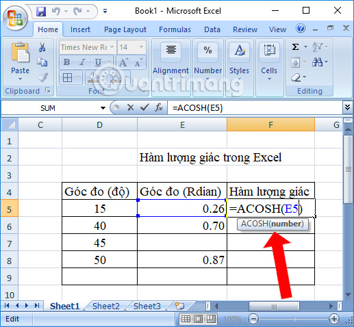 Summary of trigonometric functions in Excel Picture 10