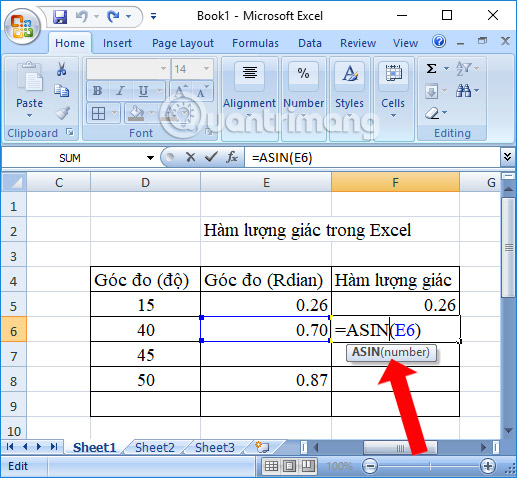 Summary of trigonometric functions in Excel Picture 11