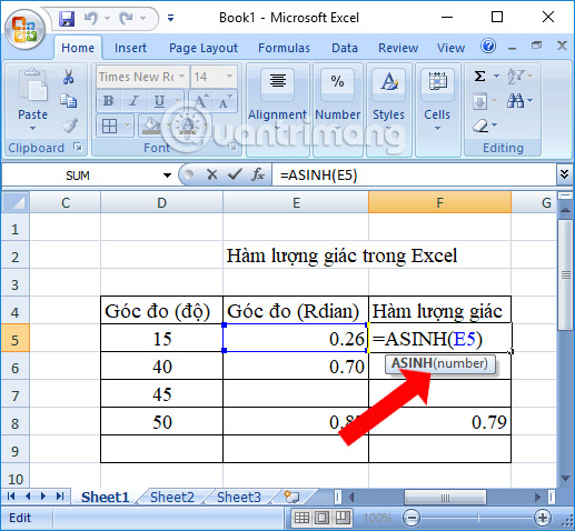 Summary of trigonometric functions in Excel Picture 12