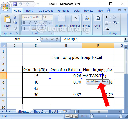 Summary of trigonometric functions in Excel Picture 13