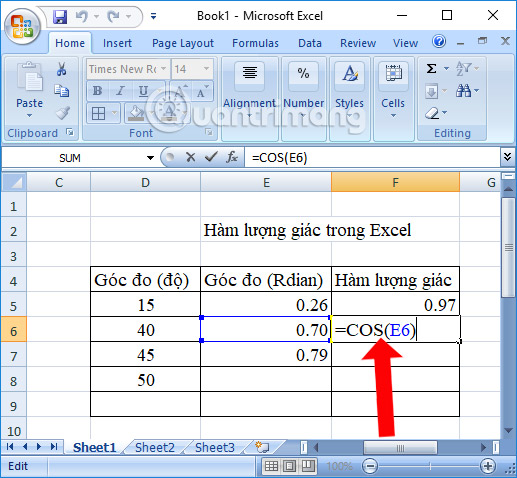 Summary of trigonometric functions in Excel Picture 3