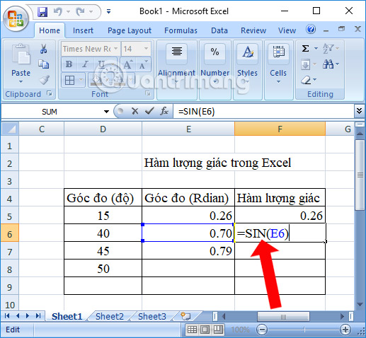 Summary of trigonometric functions in Excel Picture 5