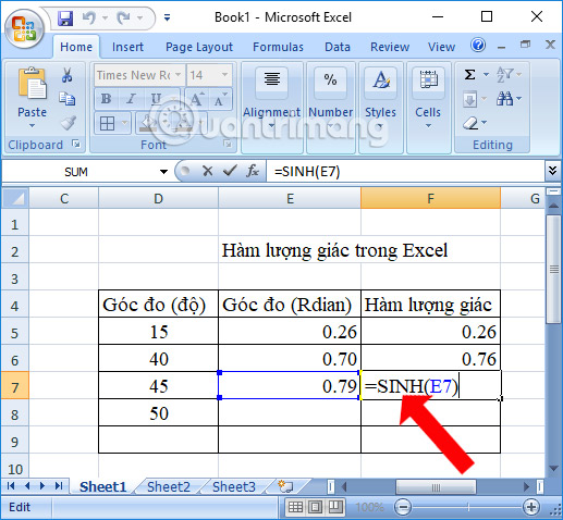 Summary of trigonometric functions in Excel Picture 6