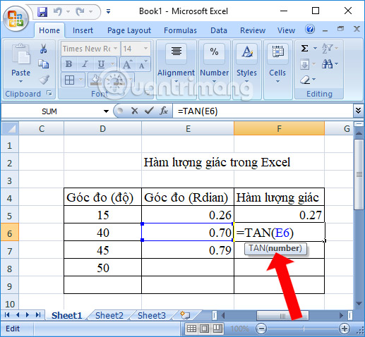 Summary of trigonometric functions in Excel Picture 7