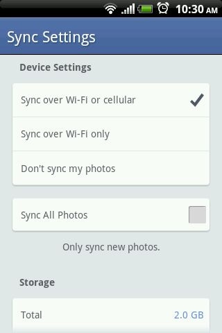Sync photos on mobile with Facebook account Picture 6