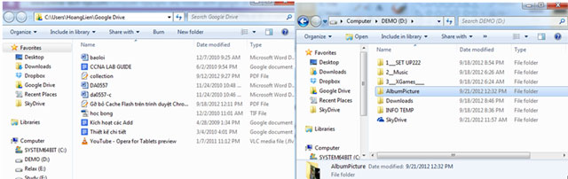 Synchronize the folder on your computer with Google Drive, Skydrive and Dropbox Picture 5