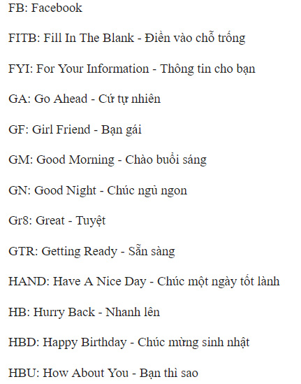 Synthesis of English abbreviations commonly used on social networks Picture 6