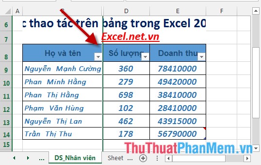 Table operations in Excel Picture 11