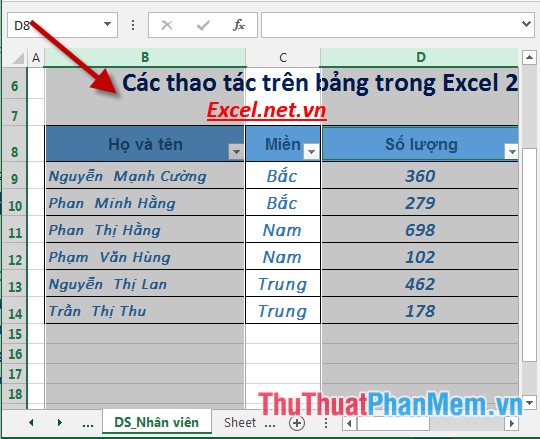 Table operations in Excel Picture 5