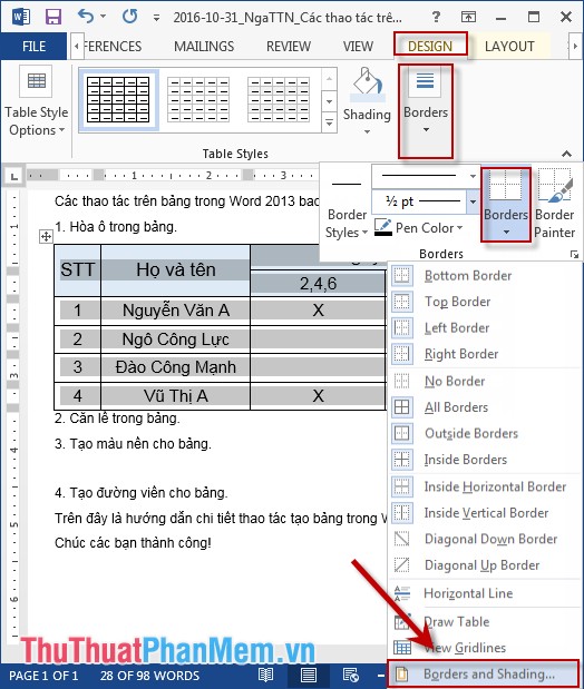 Table operations in Word Picture 10