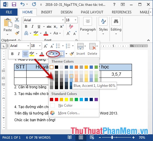 Table operations in Word Picture 6