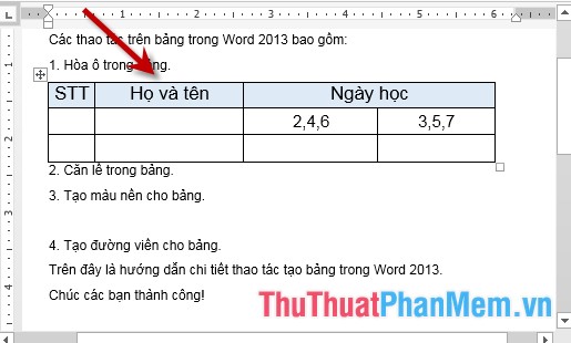 Table operations in Word Picture 7