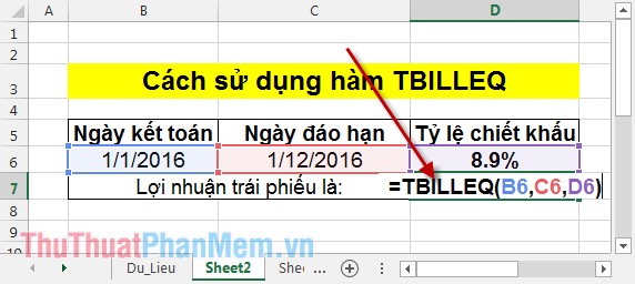 TBILLEQ function - Calculates the returns corresponding to bonds in treasury in Excel Picture 2