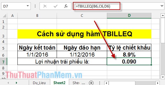 TBILLEQ function - Calculates the returns corresponding to bonds in treasury in Excel Picture 3