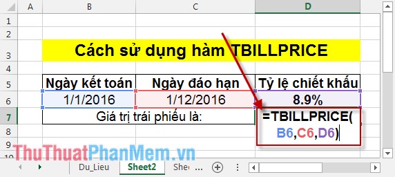 TBILLPRICE function - The function calculates the value of treasury bonds by the $ 100 face value in Excel Picture 3
