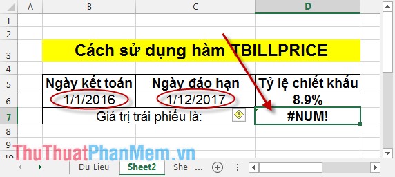 TBILLPRICE function - The function calculates the value of treasury bonds by the $ 100 face value in Excel Picture 5
