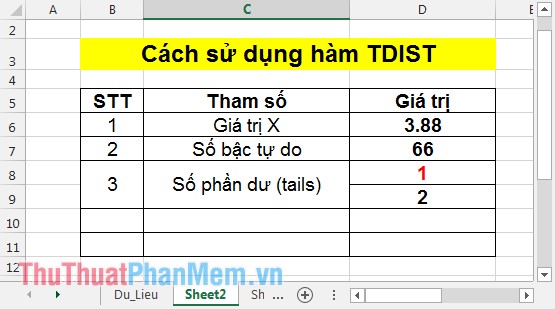 TDIST function - The function returns the probability of the Student distribution in Excel Picture 1