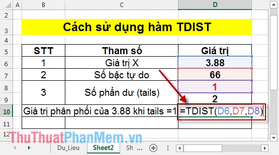TDIST function - The function returns the probability of the Student distribution in Excel Picture 2