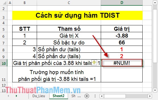 TDIST function - The function returns the probability of the Student distribution in Excel Picture 5