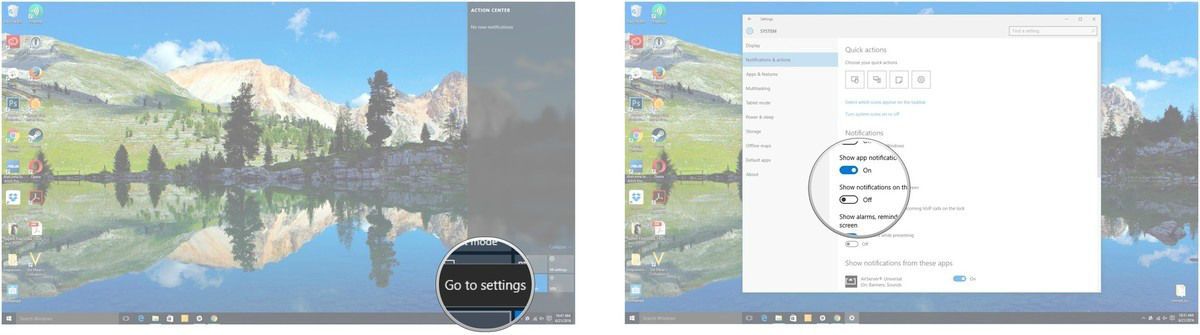 The configuration guide features the Quiet Hours on Windows 10 Picture 2