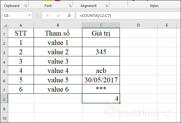 The COUNTA function, how to use the function to count cells containing data in Excel Picture 4