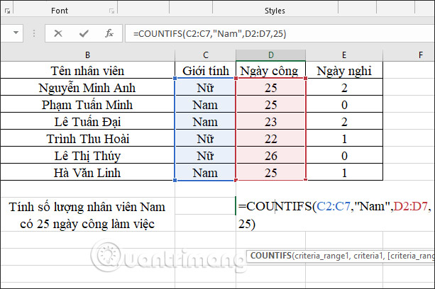 The COUNTIFS function, how to use the cell count function according to multiple events in Excel Picture 2