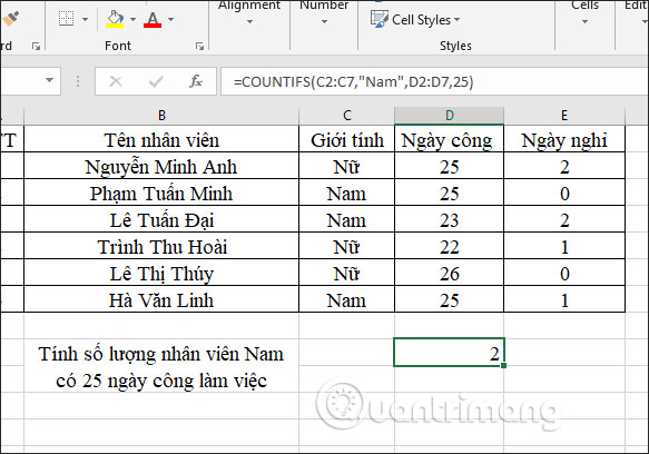 The COUNTIFS function, how to use the cell count function according to multiple events in Excel Picture 3