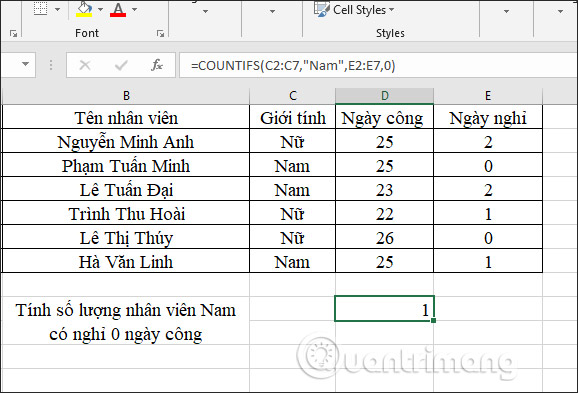 The COUNTIFS function, how to use the cell count function according to multiple events in Excel Picture 5
