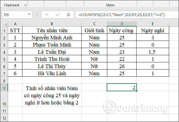 The COUNTIFS function, how to use the cell count function according to multiple events in Excel Picture 7