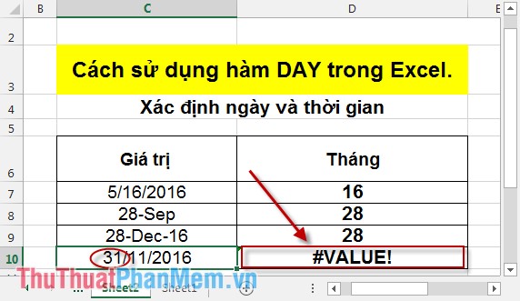 The DAY function - The function returns the day of the day, month and year in Excel Picture 5