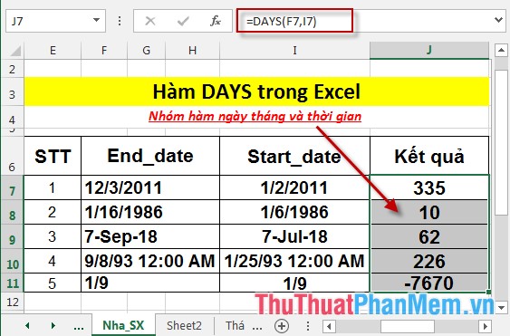 The DAYS function - The function returns the number of days between 2 dates in Excel Picture 5