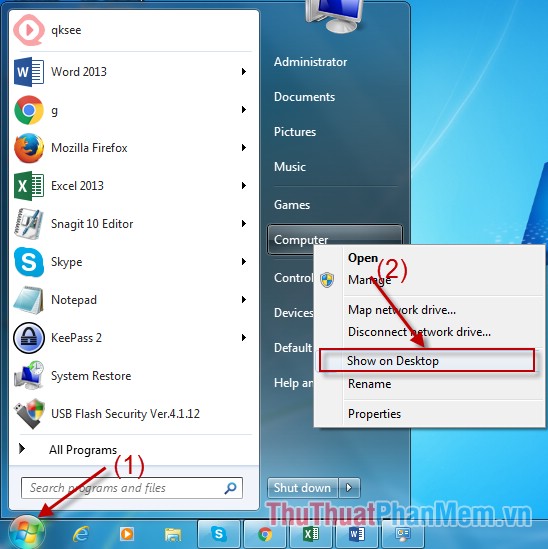 The My Computer icon is hidden on the Windows 7 desktop Picture 3